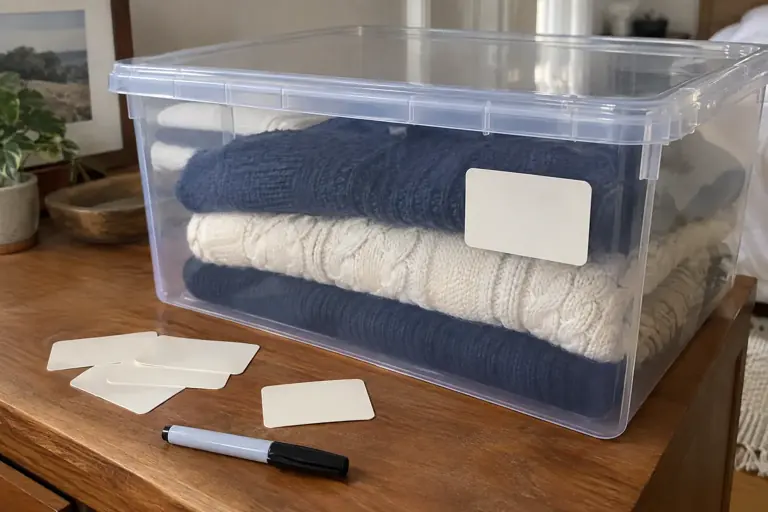 Une boîte de mailles possède une étiquette vierge sur sa face avant