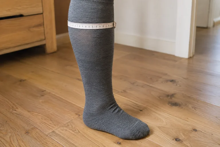 A flexible tape placed around a calf