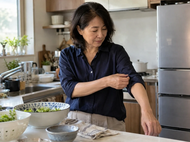 Une femme retrousse ses manches avant d’aider en cuisine