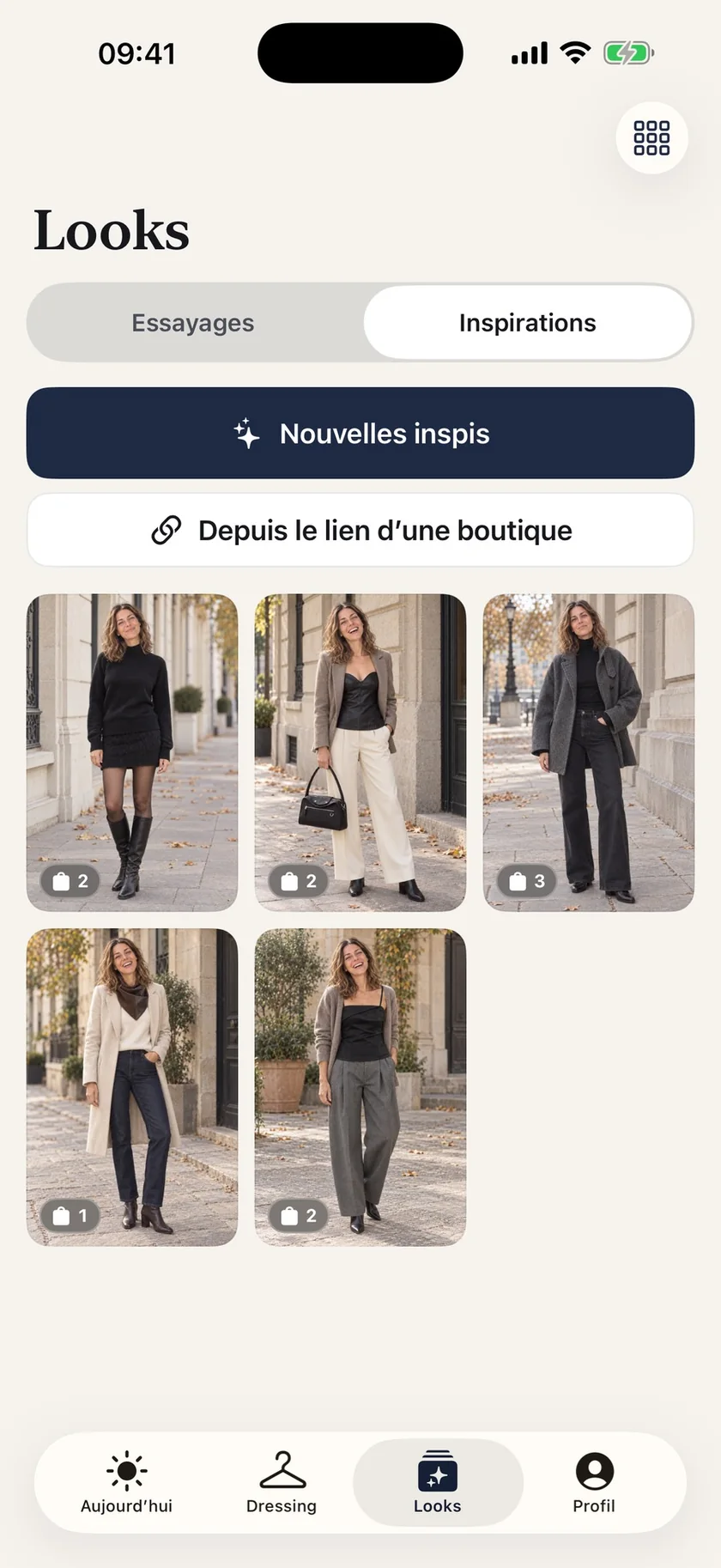 Écran réel Inspirations : cinq looks créés à partir d’une boutique.