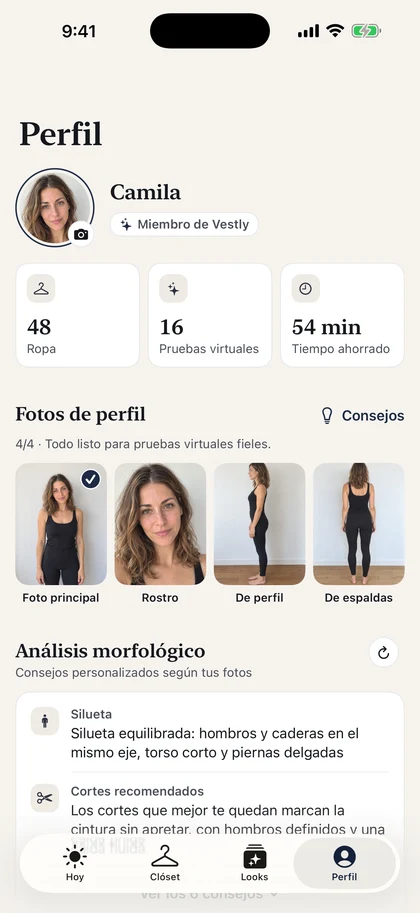 Perfil y fotos en Vestly